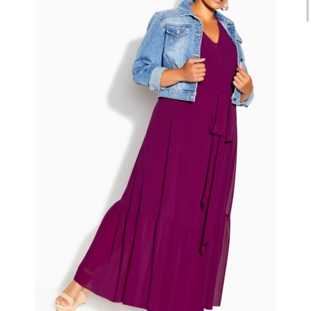 NEW City Chic flutter sleeve wrap maxi dress 16W - Picture 3 of 10